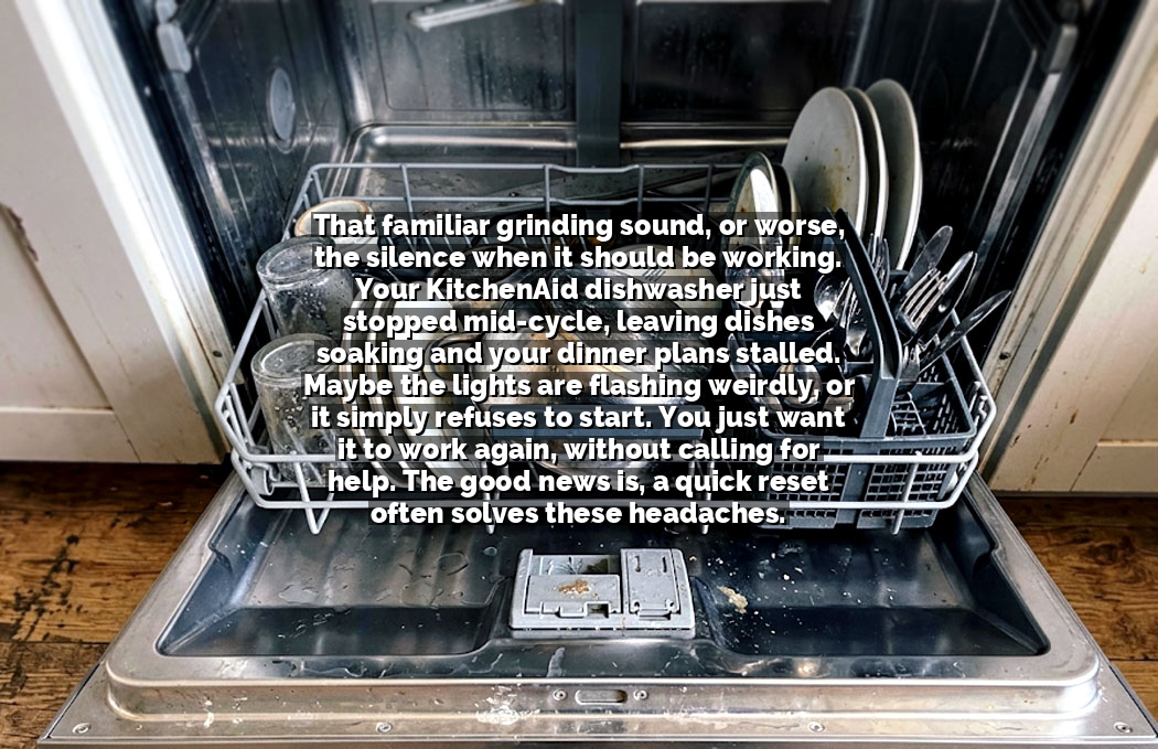 That familiar grinding sound, or worse, the silence when it should be working. Your KitchenAid dishwasher just stopped mid-cycle, leaving dishes soaking and your dinner plans stalled. Maybe the lights are flashing weirdly, or it simply refuses to start. You just want it to work again, without calling for help. The good news is, a quick reset often solves these headaches.